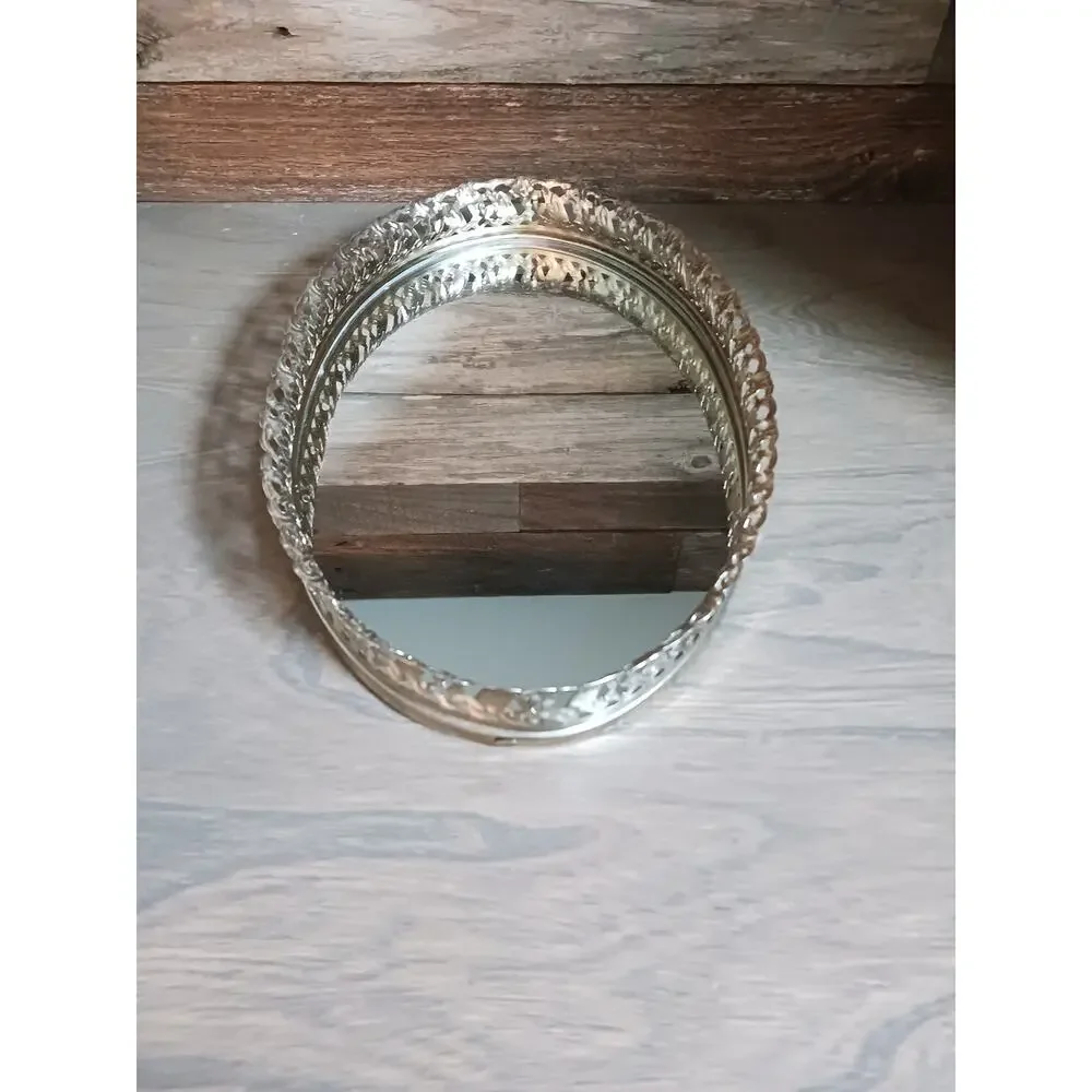 Vintage Oval Gold Filigree Vanity Mirror